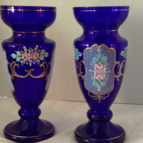 nice blue vases , made in Czech. - Picture 1 of 3